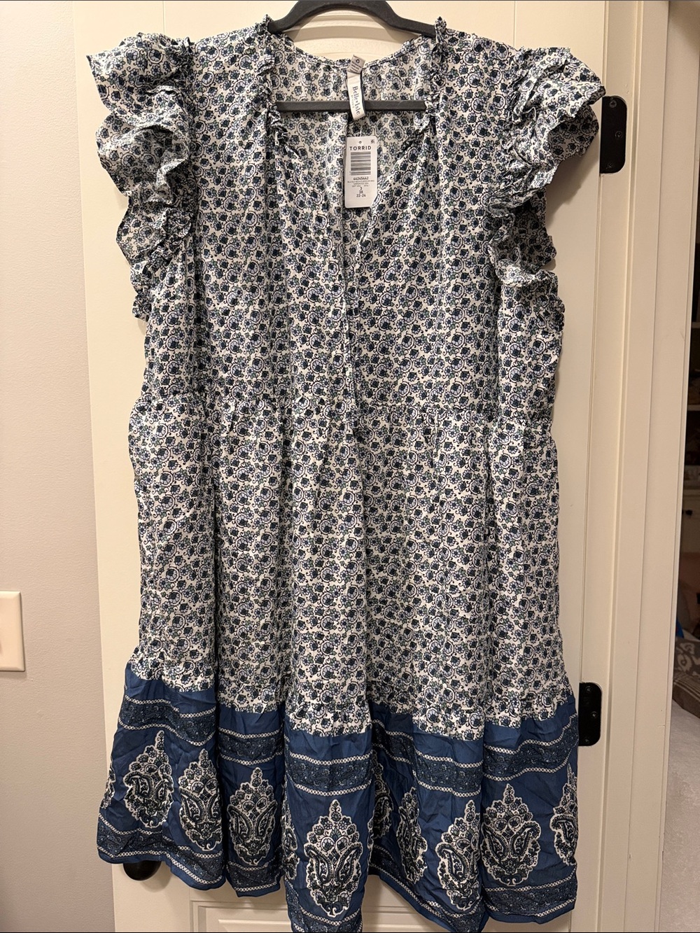 torrid Navy & White Floral Ruffle-Sleeve Kids Dress